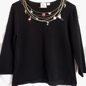 Pink Poodle top nautical jeweled M